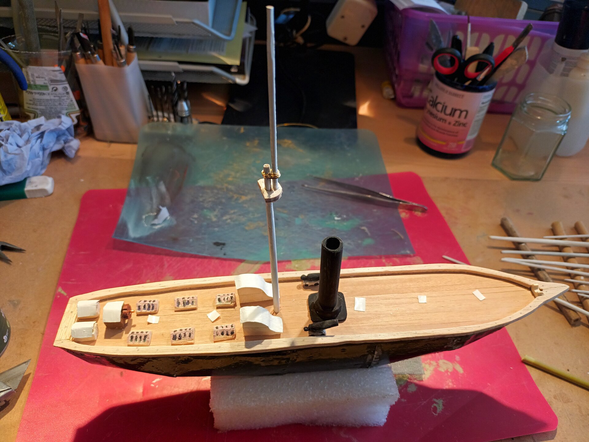 chimney and mainmast