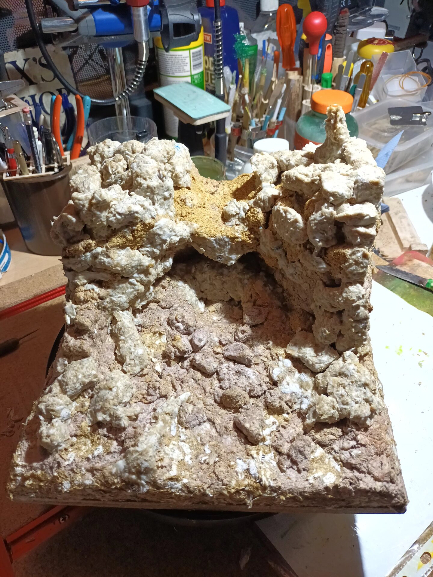 Close-up detail of vertical geological layering and rock texture