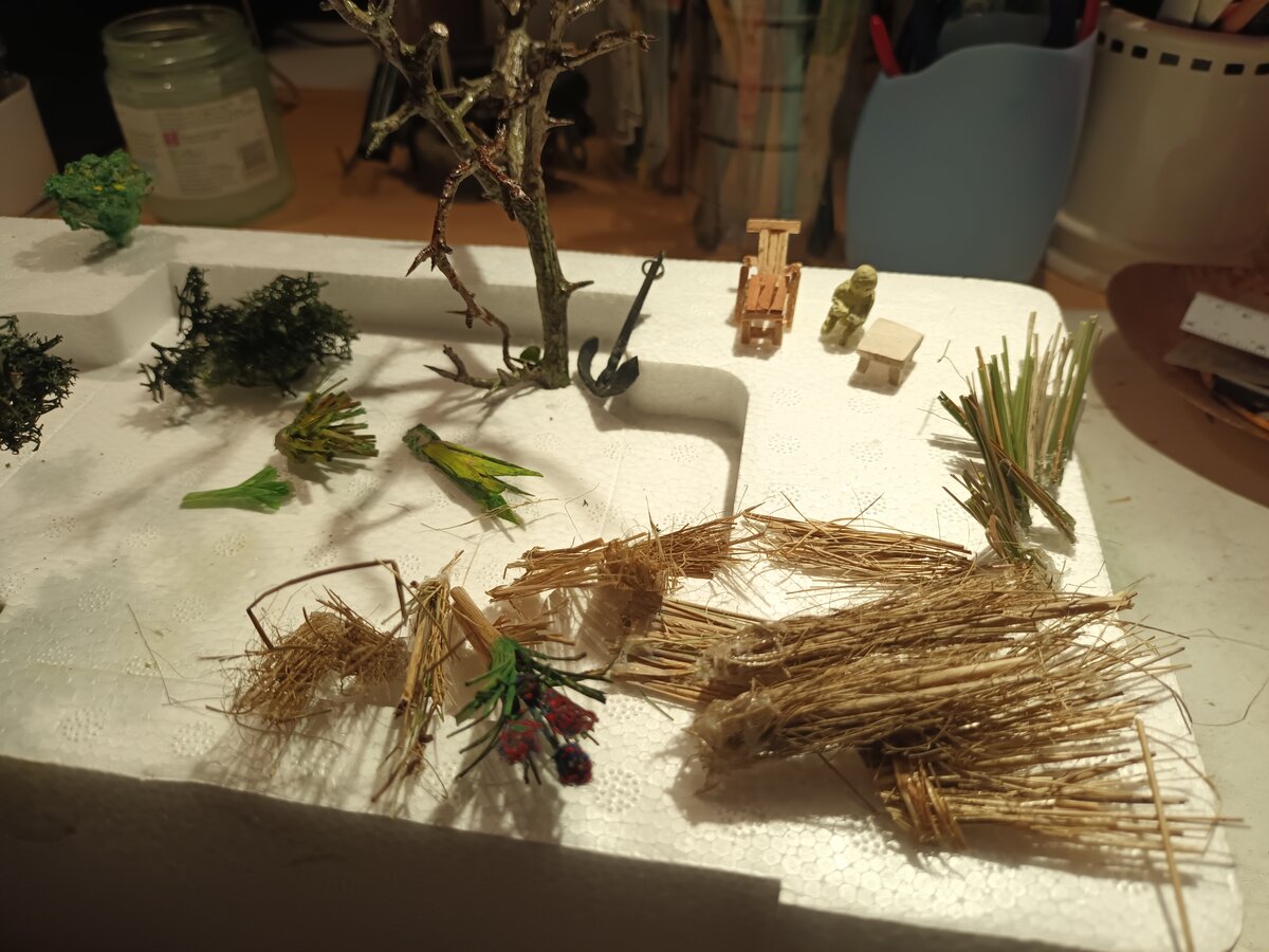 Collected grasses and twigs