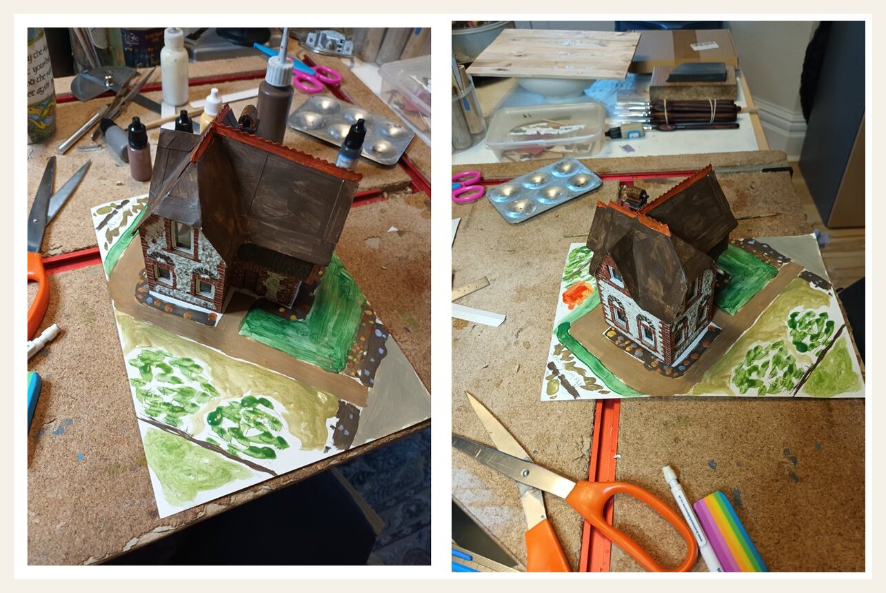 The path from the gate to the front door and around the house to the back door