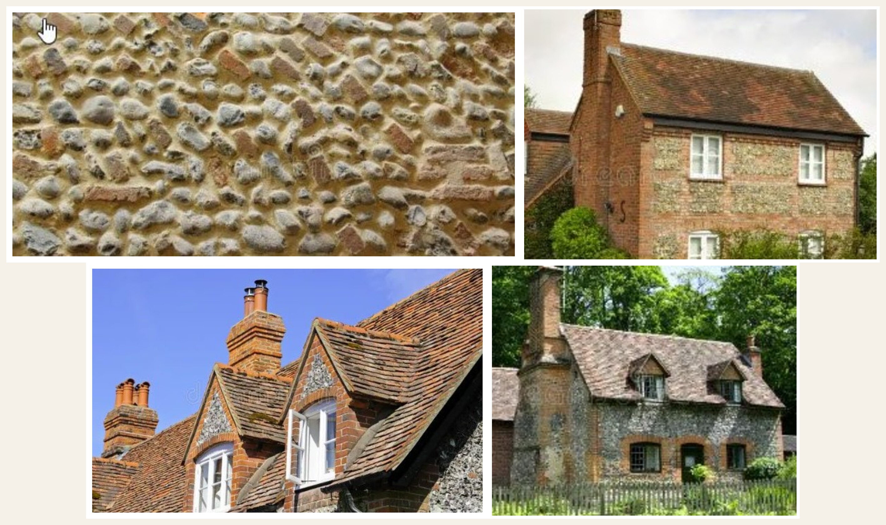 Colouring of flint and different styles of flint, framed with bricks